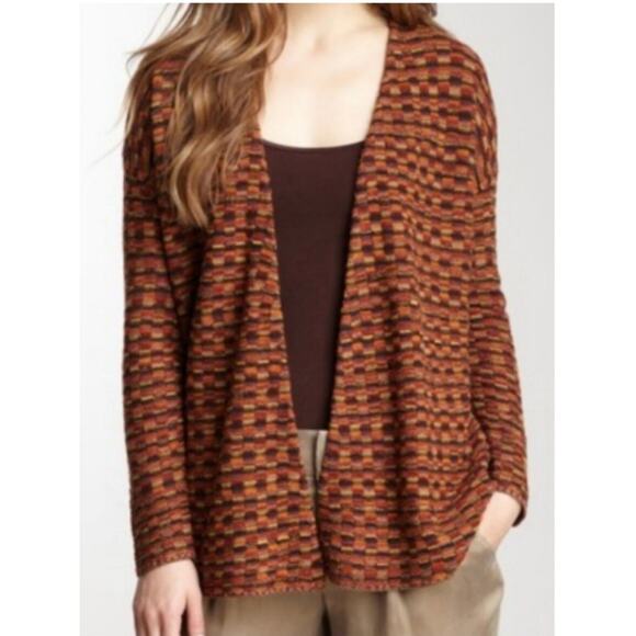 Alice + Olivia Cashmere Wool Blend Knit Open Front Cardigan Size XS Orange Multi - Picture 1 of 8